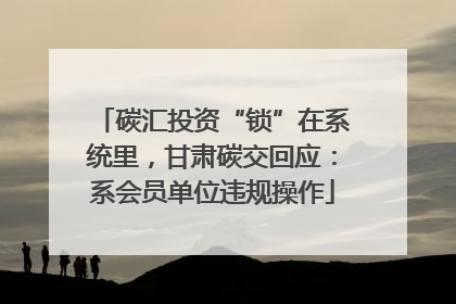 碳汇投资“锁”在系统里，甘肃碳交回应：系会员单位违规操作