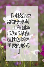 科技部原副部长李萌：工程创新成为成就颠覆性创新更重要的形式