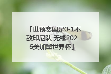 世预赛国足0-1不敌印尼队 无缘2026美加墨世界杯