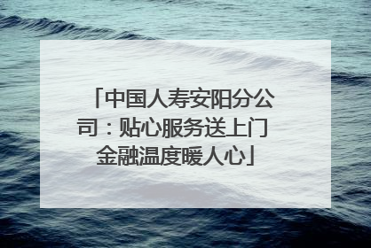 中国人寿安阳分公司：贴心服务送上门 金融温度暖人心