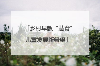 乡村早教“慧育”儿童发展新希望