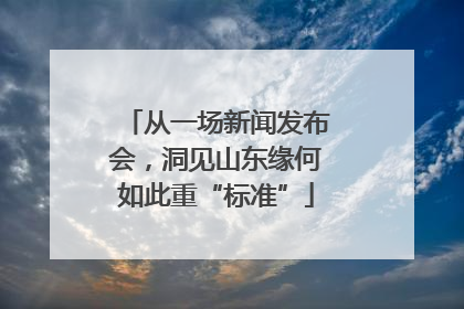 从一场新闻发布会，洞见山东缘何如此重“标准”