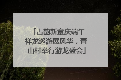 古韵新章庆端午 祥龙巡游展风华，青山村举行游龙盛会