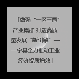 做强“一区三园”产业集群 打造高质量发展“新引擎”——宁县全力推动工业经济提质增效