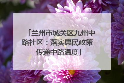 兰州市城关区九州中路社区：落实惠民政策 传递中路温度