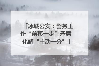 冰城公安：警务工作“前移一步”矛盾化解“主动一分”