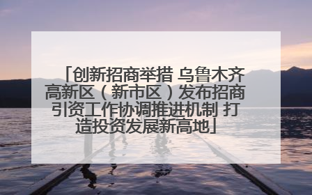 创新招商举措 乌鲁木齐高新区（新市区）发布招商引资工作协调推进机制 打造投资发展新高地