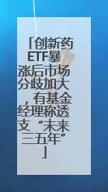 创新药ETF暴涨后市场分歧加大，有基金经理称透支“未来三五年”