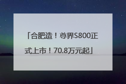 合肥造！尊界S800正式上市！70.8万元起