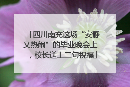 四川南充这场“安静又热闹”的毕业晚会上，校长送上三句祝福