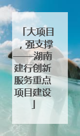 大项目，强支撑——湖南建行创新服务重点项目建设