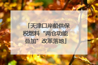 天津口岸船供保税燃料“两仓功能叠加”改革落地