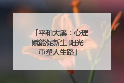 平和大溪：心理赋能促新生 阳光重塑人生路