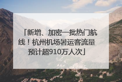 新增、加密一批热门航线！杭州机场暑运客流量预计超910万人次