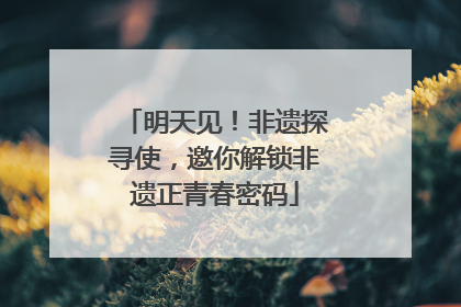 明天见！非遗探寻使，邀你解锁非遗正青春密码