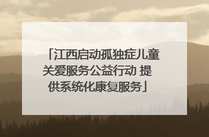 江西启动孤独症儿童关爱服务公益行动 提供系统化康复服务