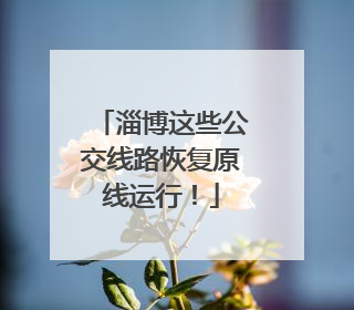 淄博这些公交线路恢复原线运行！