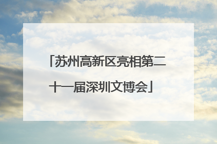 苏州高新区亮相第二十一届深圳文博会