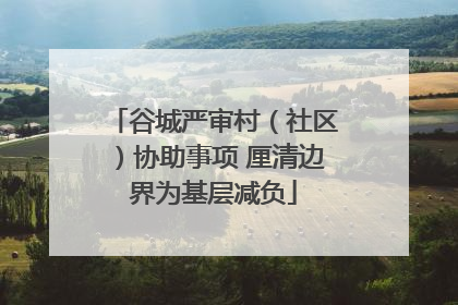 谷城严审村（社区）协助事项 厘清边界为基层减负