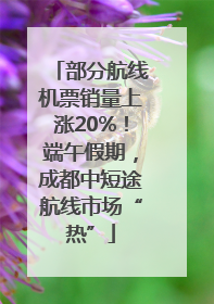 部分航线机票销量上涨20%！端午假期，成都中短途航线市场“热”