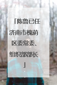 陈鲁已任济南市槐荫区委常委、组织部部长