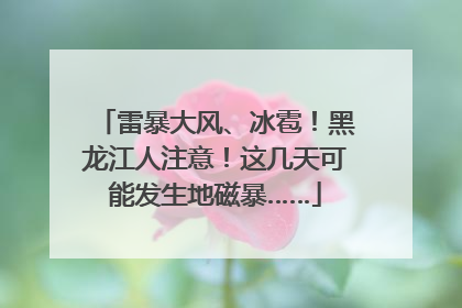 雷暴大风、冰雹！黑龙江人注意！这几天可能发生地磁暴……