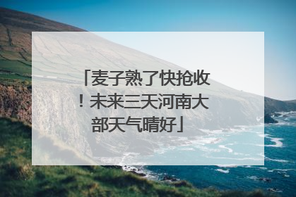 麦子熟了快抢收！未来三天河南大部天气晴好