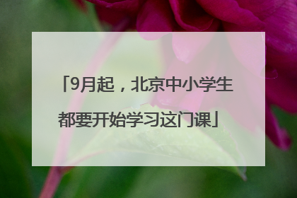 9月起，北京中小学生都要开始学习这门课
